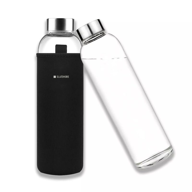 Glass Water Bottle with Sleeve, 550 ml